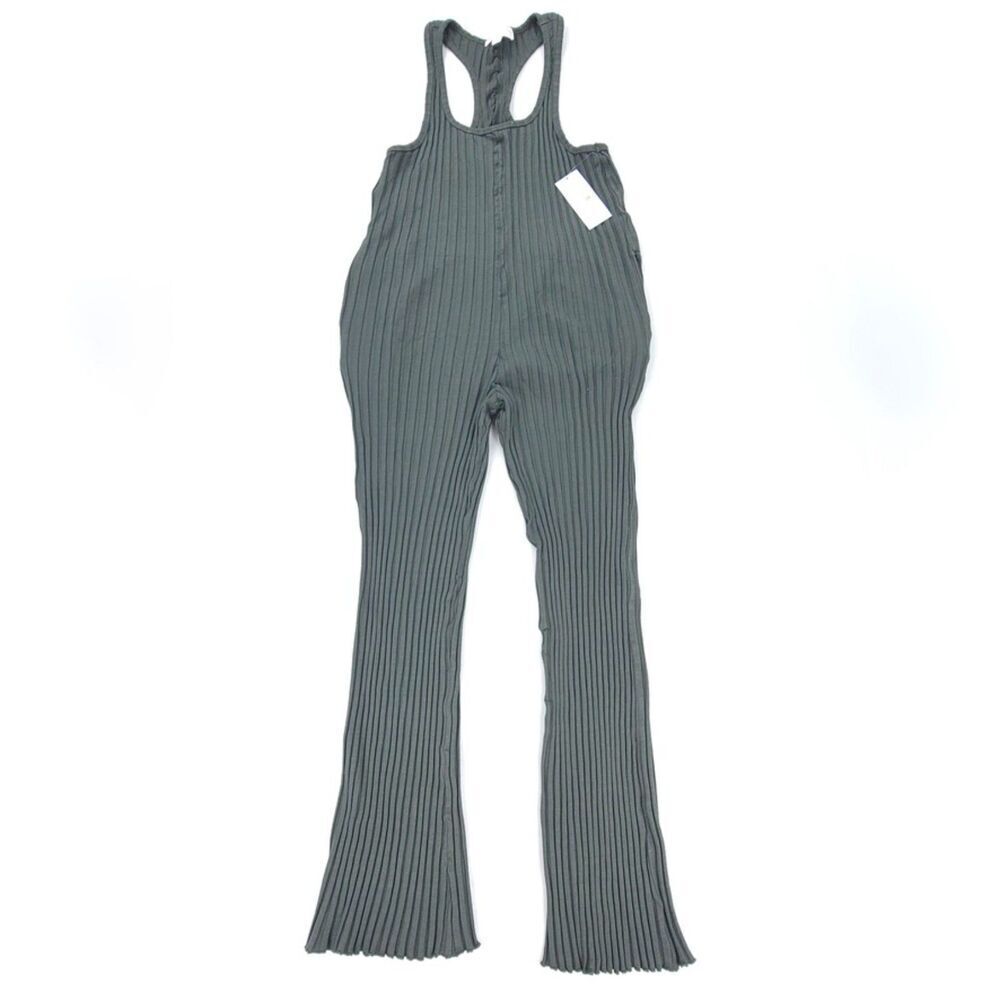 NWT Spiritual Gangster Gemma Slouchy Harem Ribbed Knit Yoga Jumpsuit Olive Small